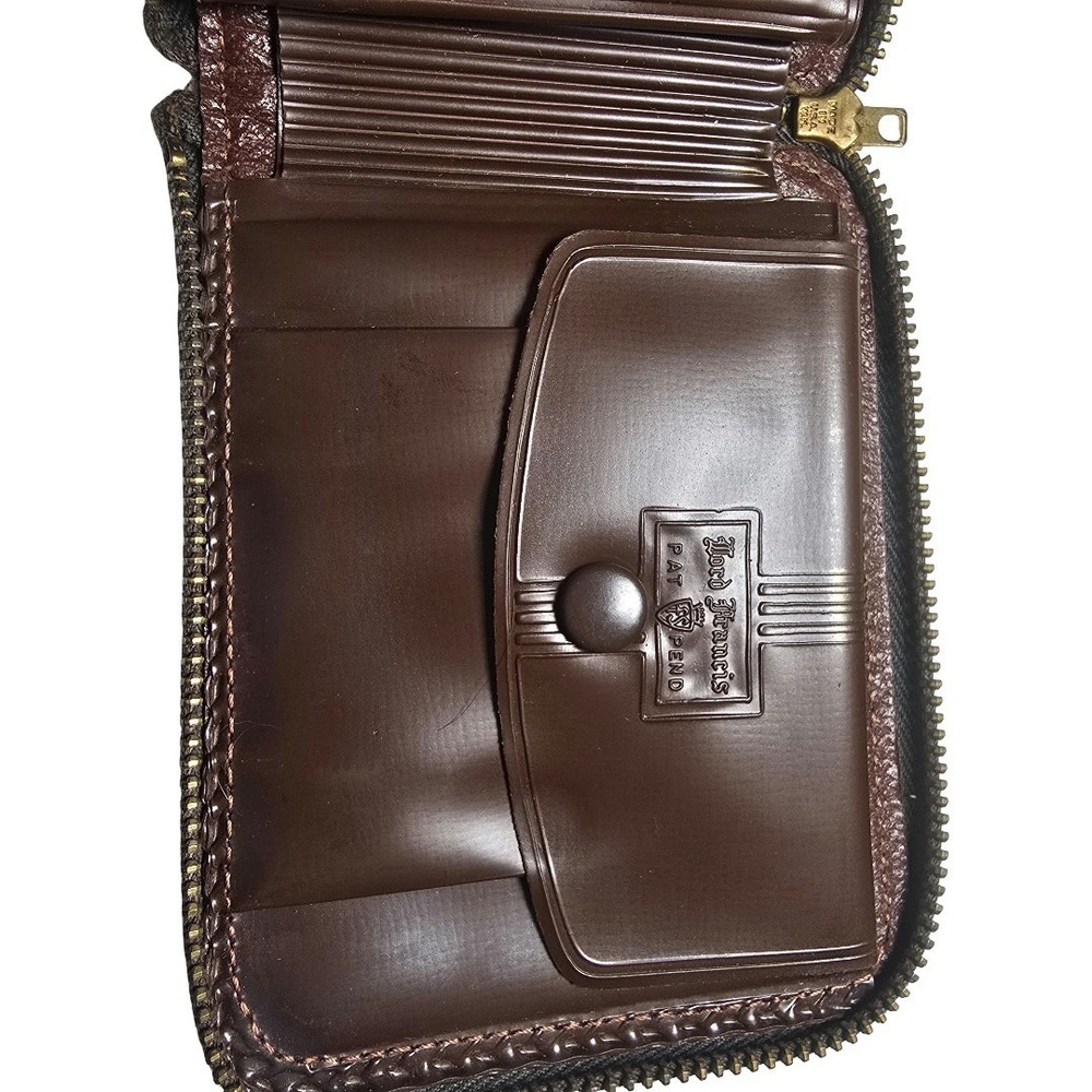LORD FRANCIS VINTAGE 1950s 1960s Brown Leather Zip Wallet Coin ID Holder - Picture 7 of 14